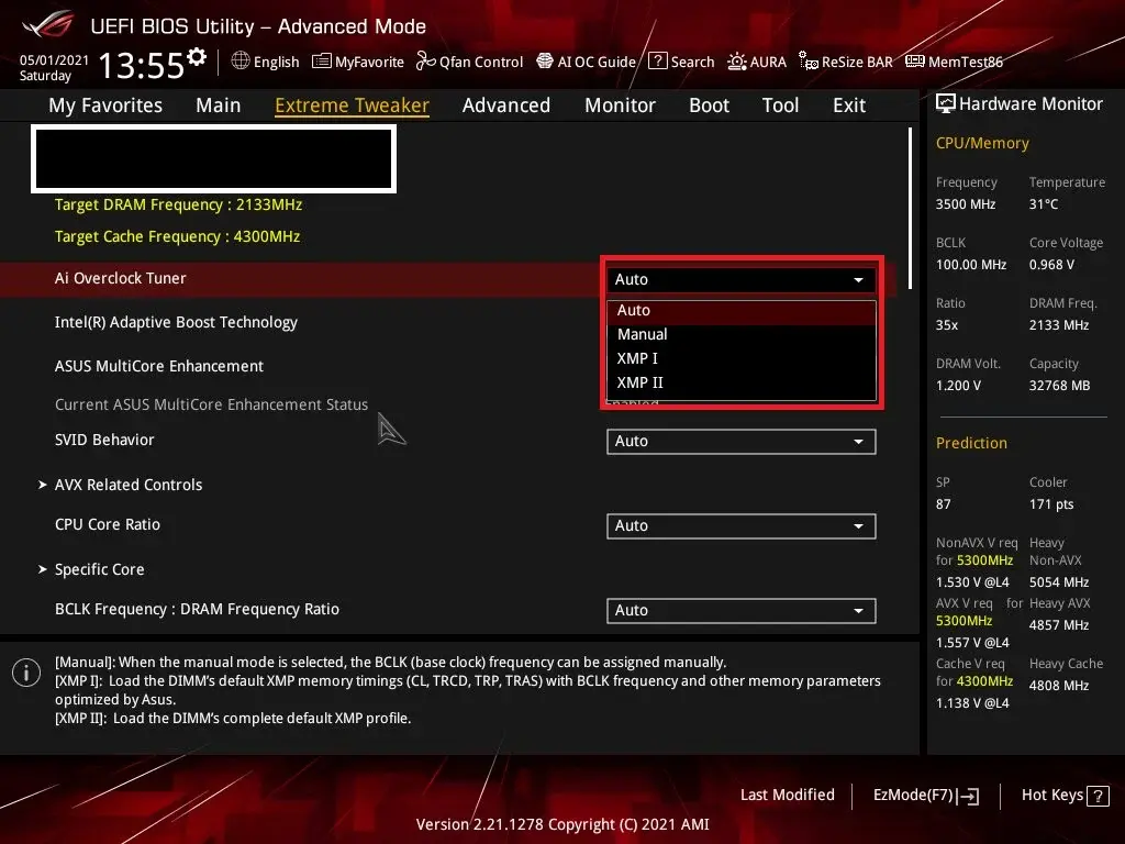 Bios XMP overclocking