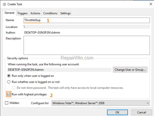 throttlestop task scheduler