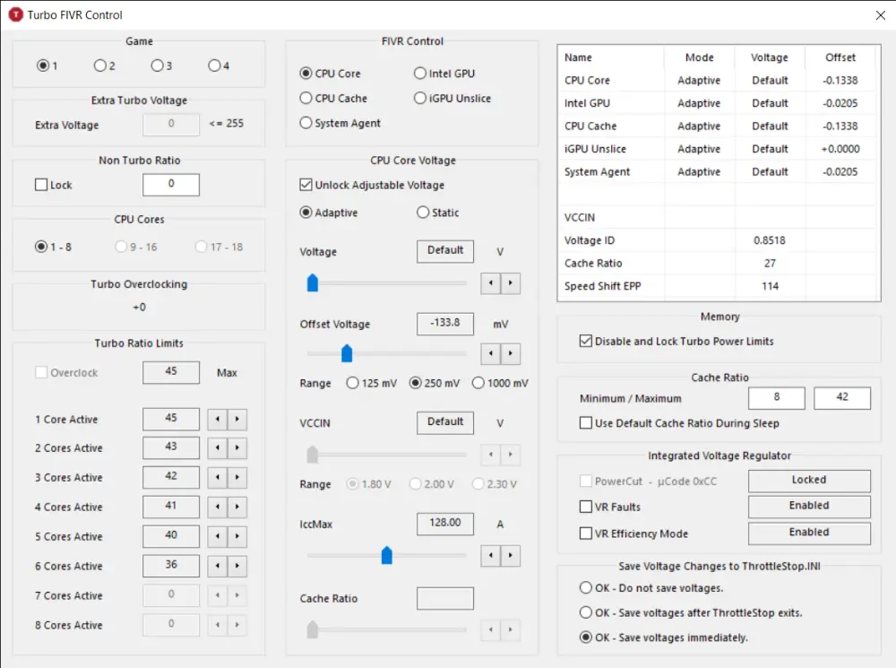 throttlestop undervolting profiles