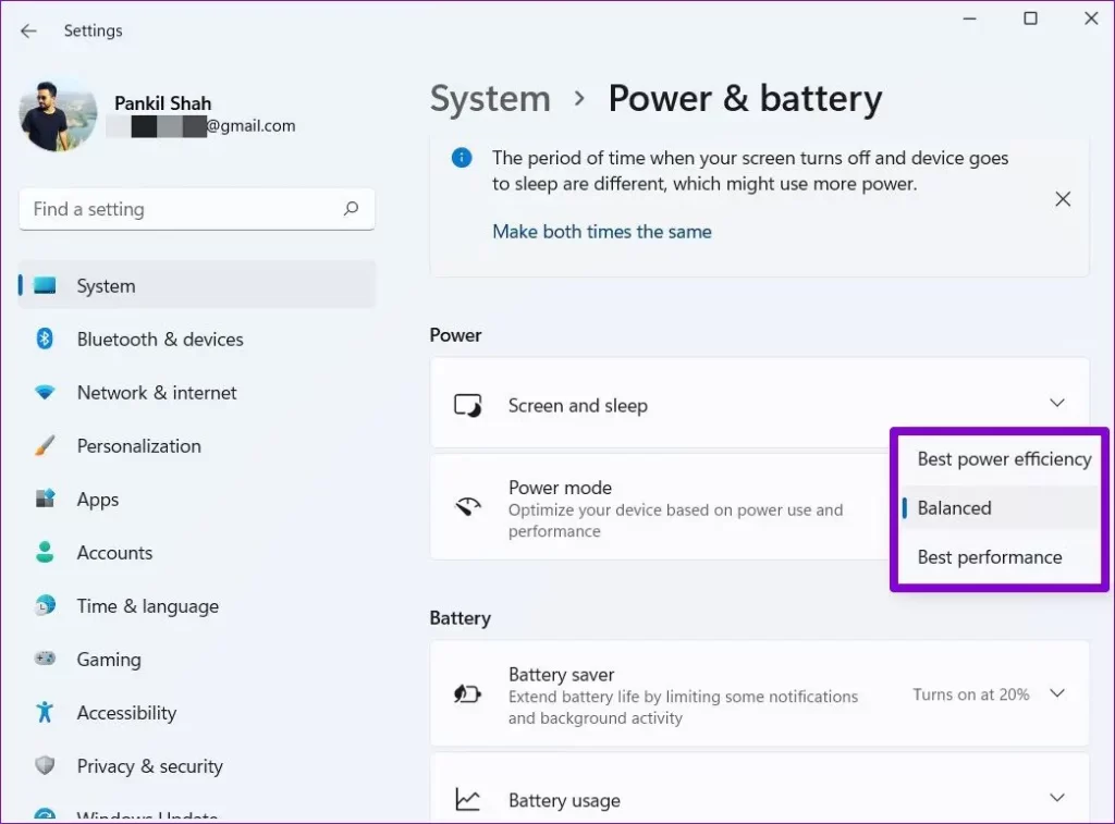 Change Power Settings