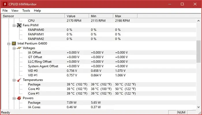 HWMonitor fan control