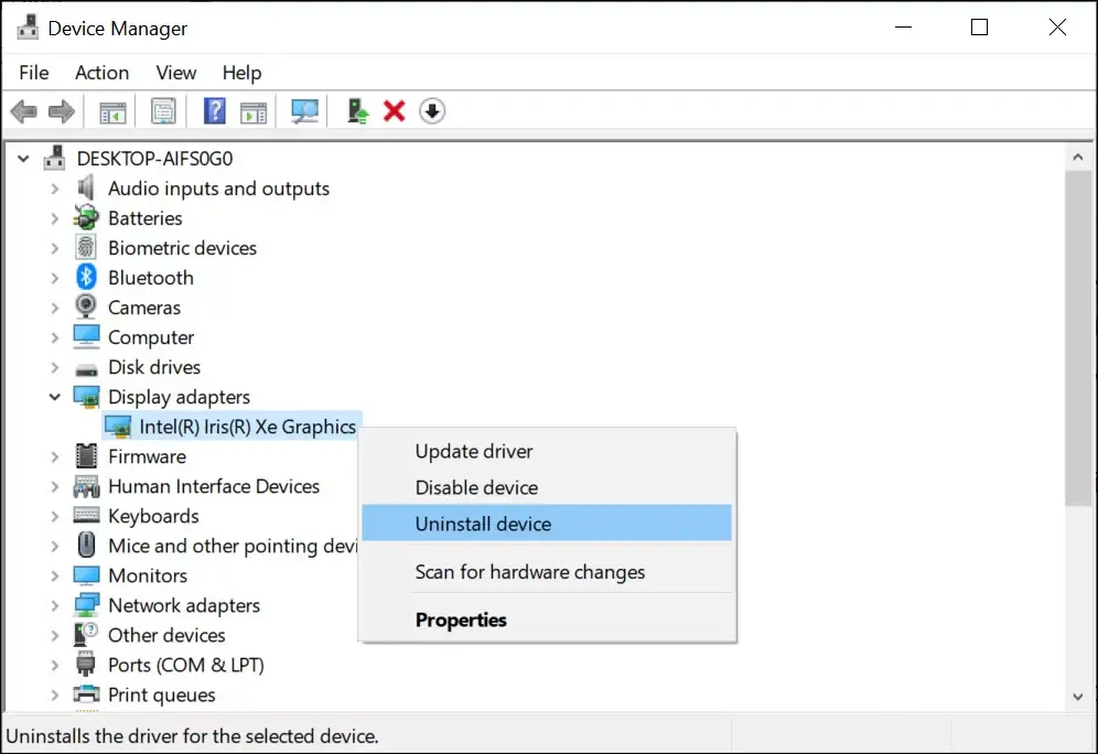 Uninstall device