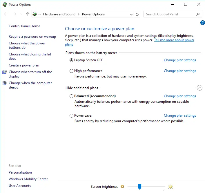 power plan in windows 10