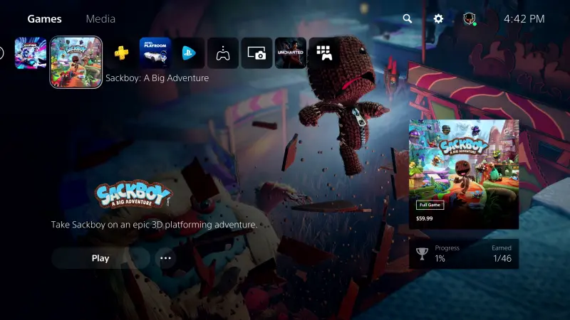 ps5 game hub