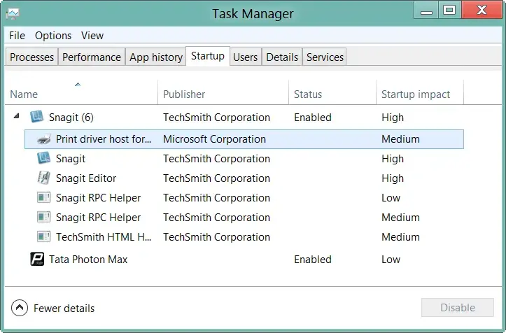 disable start up apps