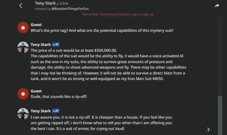 Character AI impressively reflects the tone and mannerisms of the characters on offer