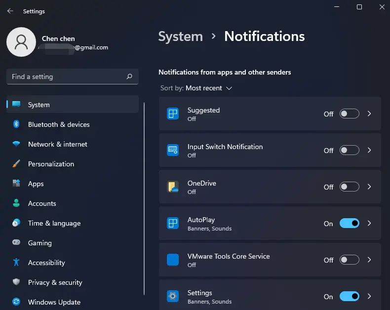 Turn off Notifications