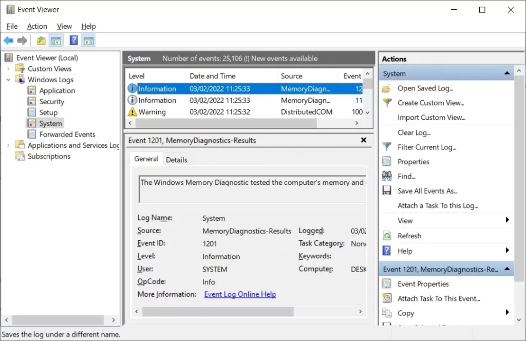 Windows Memory Diagnostic