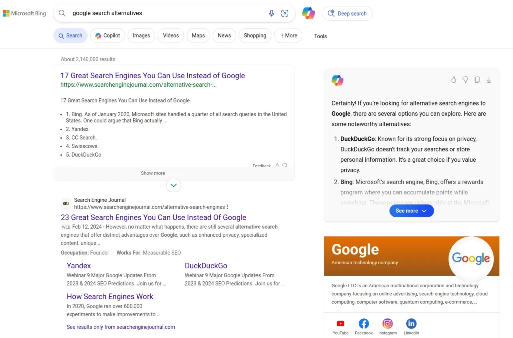 Bing_ Personalized Google Alternative