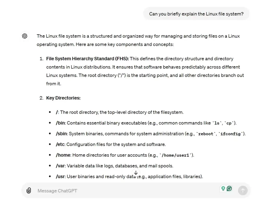 explain the Linux file system