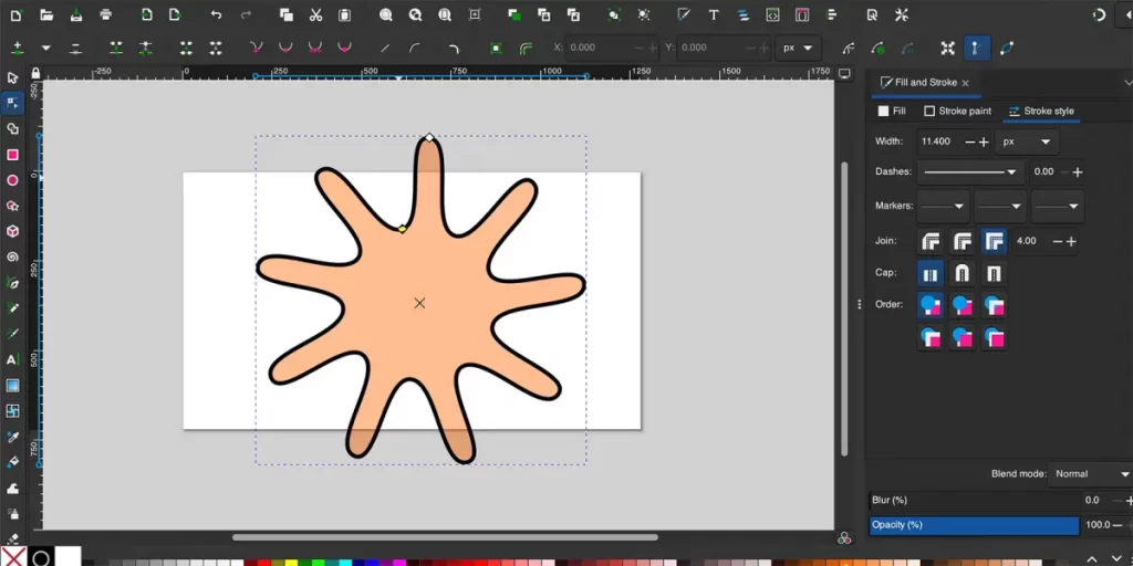 Εργαλείο κόμβων Inkscape με αστέρι