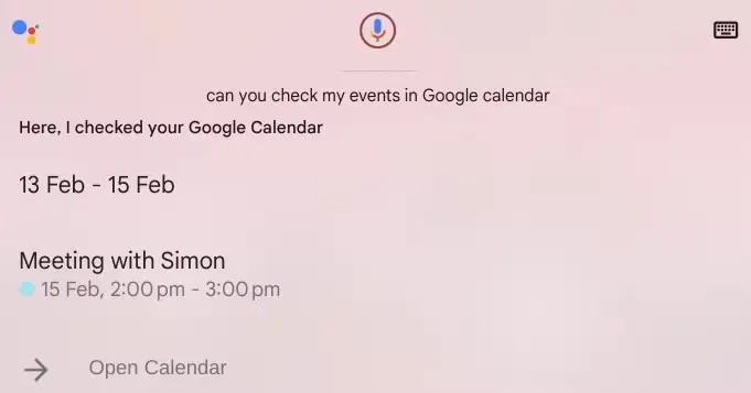 Ο Βοηθός Google εμφανίζει προγραμματισμένα συμβάντα στο Ημερολόγιο Google σε ένα Chromebook