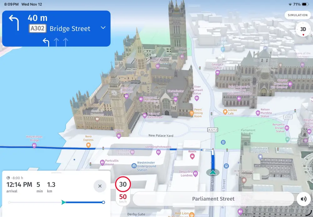 Here WeGo 3D προβολή του Westminster